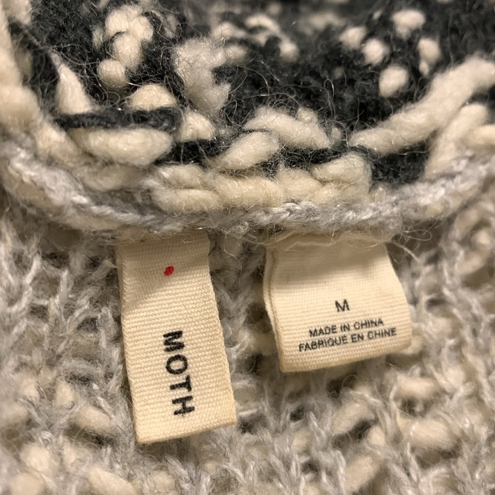 Anthropologie Cream & Black Fringed Open-Front Cardigan - Picture 6 of 6